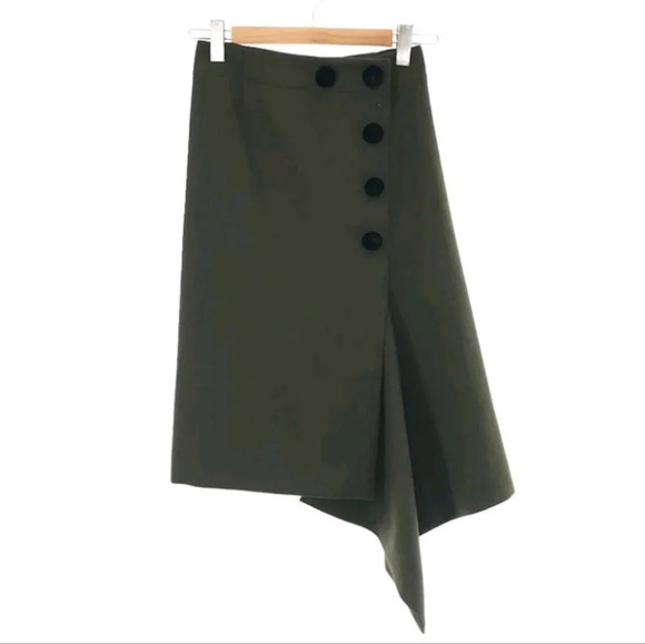 Sacai, Melton Asymmetric Tight Wool Skirt, Size 2 - Picture 4 of 14